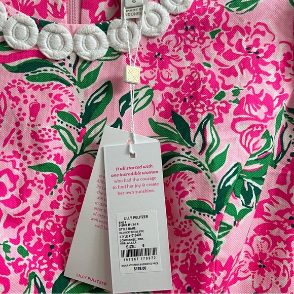 LILLY PULITZER Mila Short Sleeve Stretch Shift Dress Conch Shell Pink 6 - Picture 12 of 12